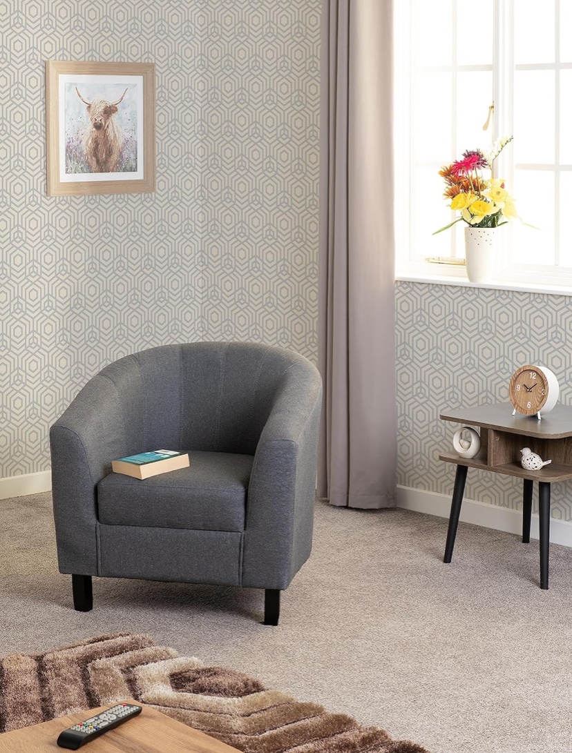 Tub Chair - Black Faux Leather - Image 5