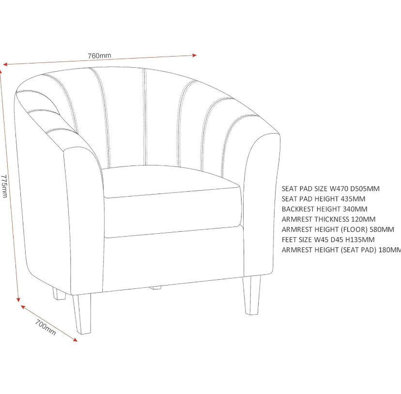 Tub Chair - Black Faux Leather - Image 7